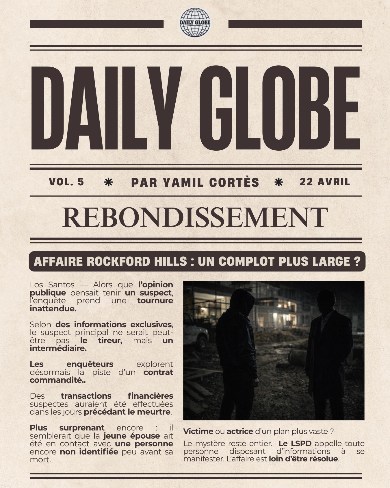 📰 Enquête — "Double Meurtre à LS" Vol. 5