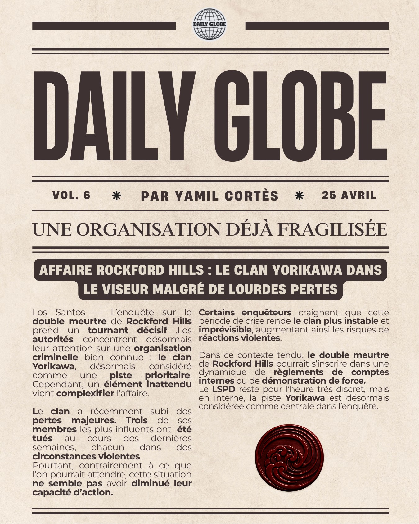 📰 Enquête — "Double Meurtre à LS" Vol. 6